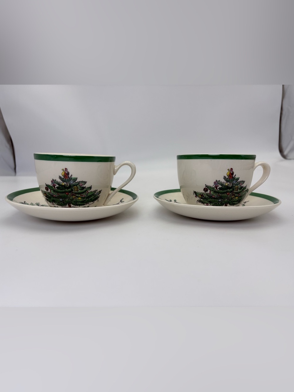 Two Vintage Spode Christmas Tree Coffee/Tea Cup and Saucer Set - Made in England